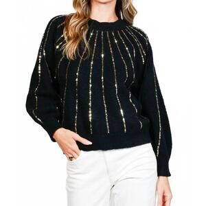NEW STYLE USA sequin detail sweater in black